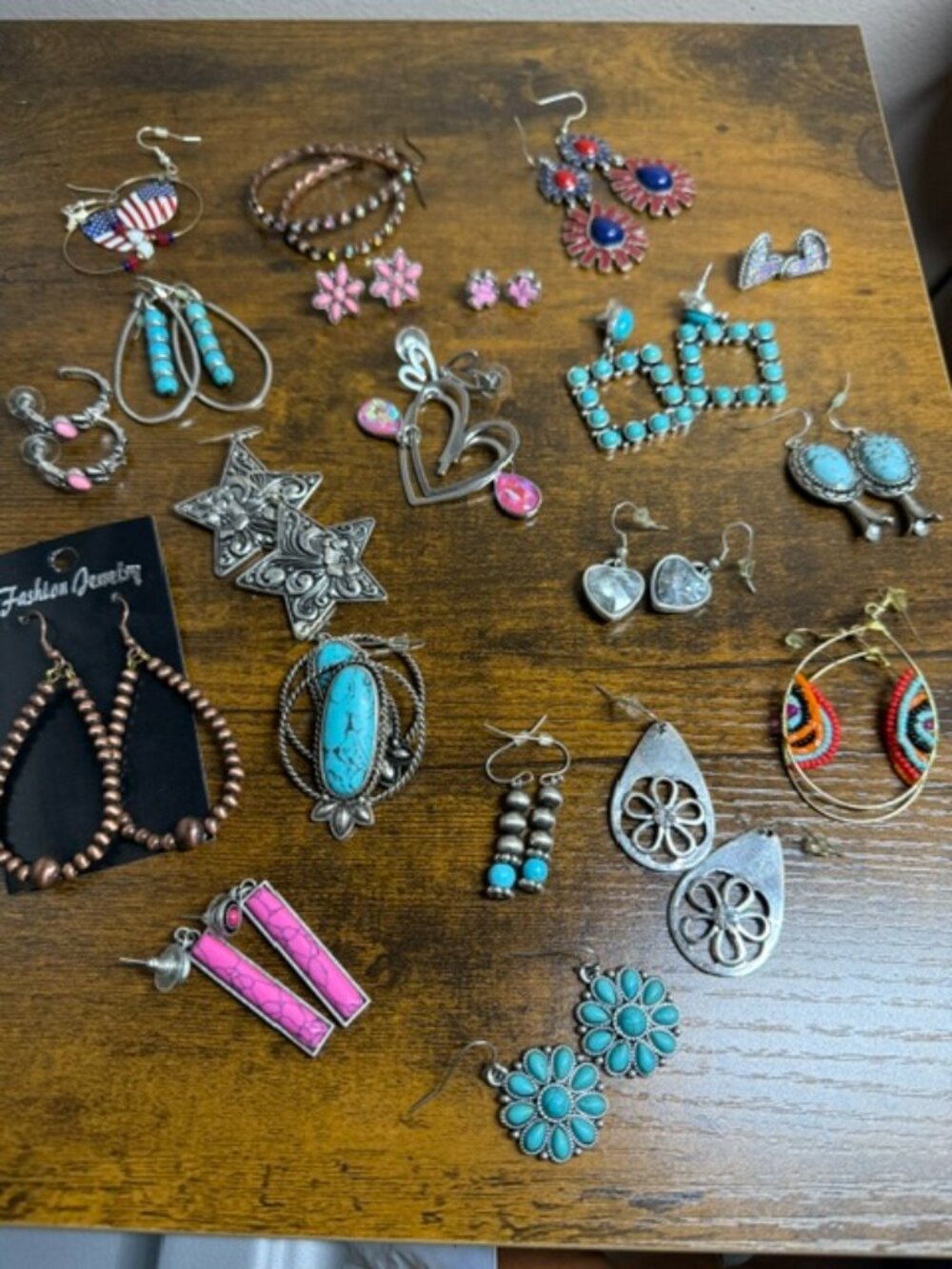 Several Faux Silver Pearl Necklaces and Earrings